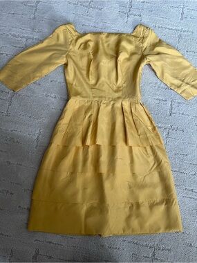 Vintage 2 piece Women's Gold Tiered Fit-and-Flare Dress